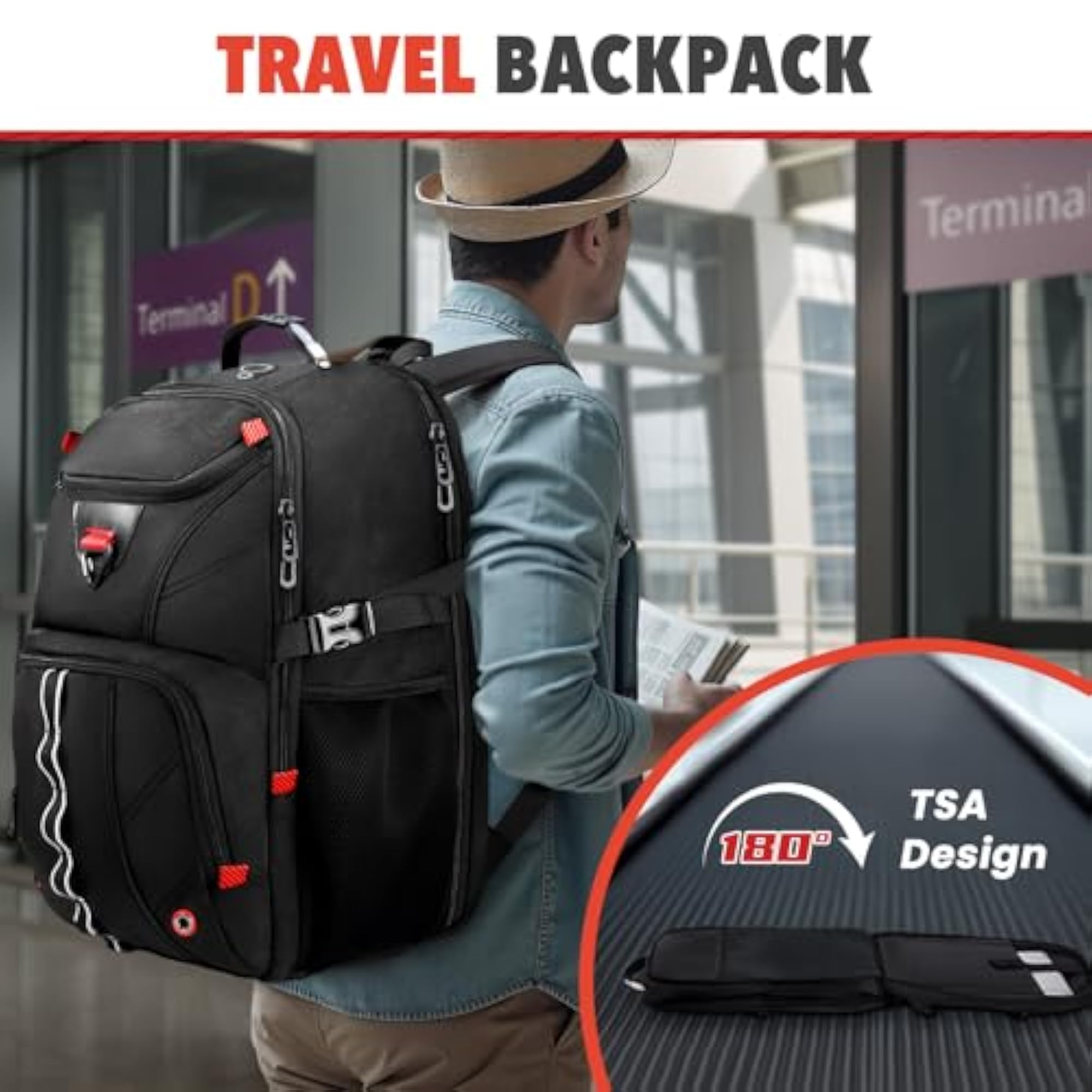 55L Extra Large Backpack for Men & Women